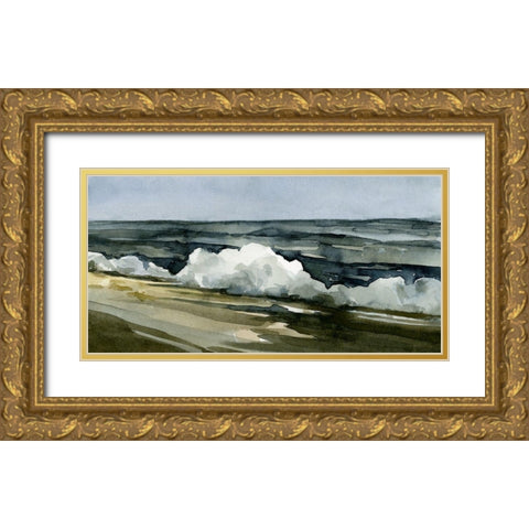 Loose Watercolor Waves I Gold Ornate Wood Framed Art Print with Double Matting by Caroline, Emma