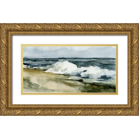 Loose Watercolor Waves II Gold Ornate Wood Framed Art Print with Double Matting by Caroline, Emma