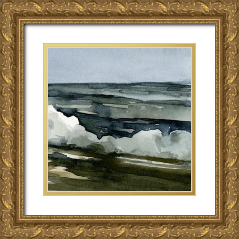 Loose Watercolor Waves III Gold Ornate Wood Framed Art Print with Double Matting by Caroline, Emma