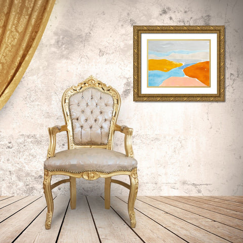 Luminous Coastline I Gold Ornate Wood Framed Art Print with Double Matting by Delamater, Rob