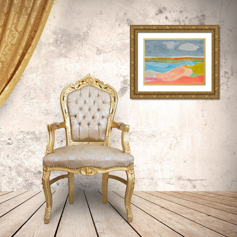 Luminous Coastline II Gold Ornate Wood Framed Art Print with Double Matting by Delamater, Rob