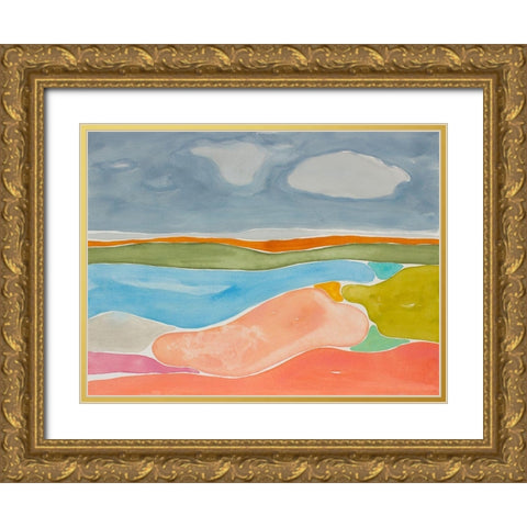 Luminous Coastline II Gold Ornate Wood Framed Art Print with Double Matting by Delamater, Rob