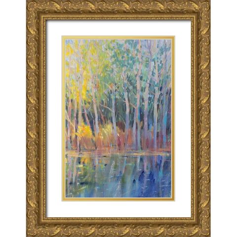 Reflected Trees I Gold Ornate Wood Framed Art Print with Double Matting by OToole, Tim