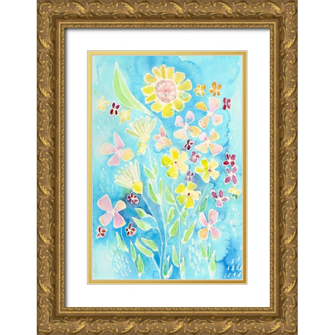 Snappy Floral I Gold Ornate Wood Framed Art Print with Double Matting by Moore, Regina