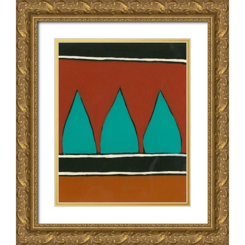 Rust and Teal Patterns II Gold Ornate Wood Framed Art Print with Double Matting by Moore, Regina
