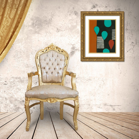 Rust and Teal Patterns III Gold Ornate Wood Framed Art Print with Double Matting by Moore, Regina