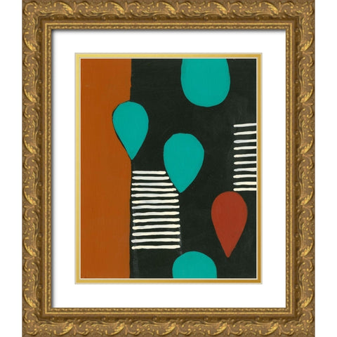 Rust and Teal Patterns III Gold Ornate Wood Framed Art Print with Double Matting by Moore, Regina