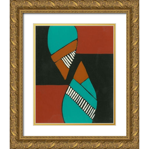 Rust and Teal Patterns VIII Gold Ornate Wood Framed Art Print with Double Matting by Moore, Regina