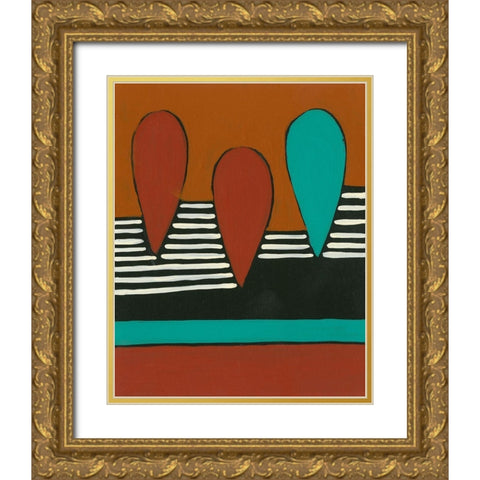 Rust and Teal Patterns X Gold Ornate Wood Framed Art Print with Double Matting by Moore, Regina