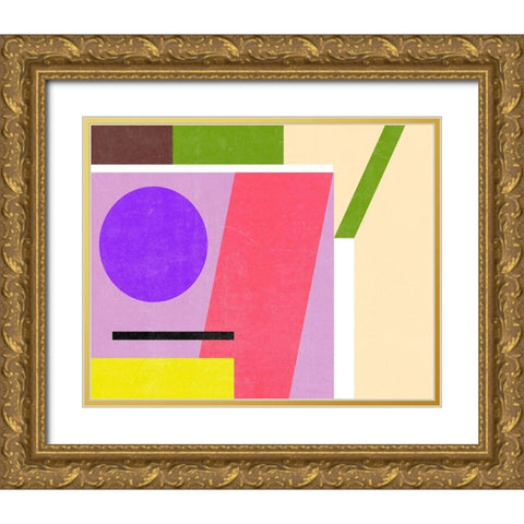 Color Composition I Gold Ornate Wood Framed Art Print with Double Matting by Wang, Melissa