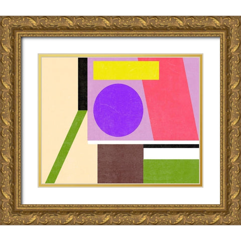 Color Composition II Gold Ornate Wood Framed Art Print with Double Matting by Wang, Melissa