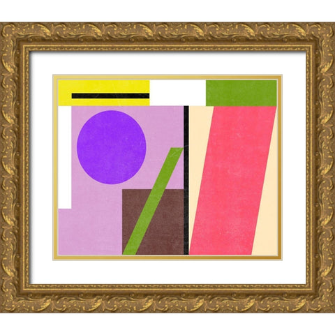 Color Composition III Gold Ornate Wood Framed Art Print with Double Matting by Wang, Melissa