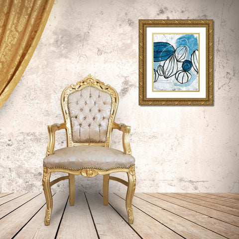 Blue Lanterns II Gold Ornate Wood Framed Art Print with Double Matting by Vess, June Erica