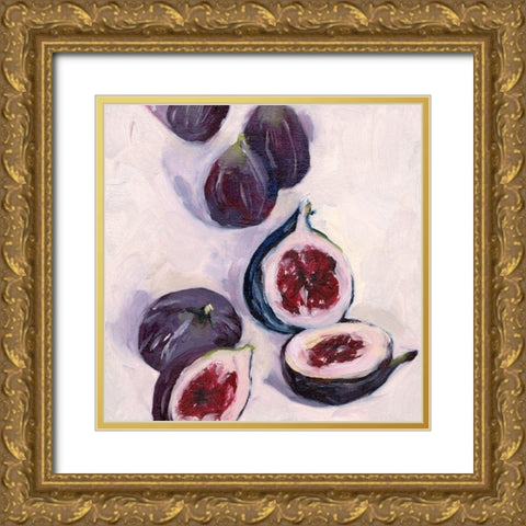 Figs in Oil I Gold Ornate Wood Framed Art Print with Double Matting by Wang, Melissa