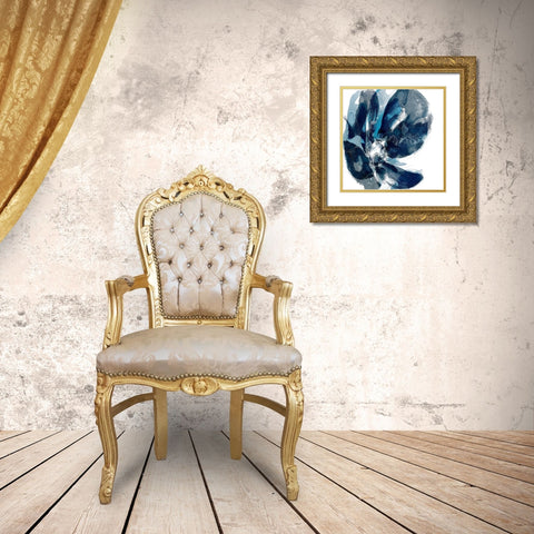 Blue Exclusion II Gold Ornate Wood Framed Art Print with Double Matting by Goldberger, Jennifer