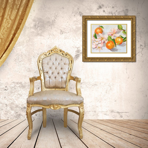 Tangerine Blossoms II Gold Ornate Wood Framed Art Print with Double Matting by Wang, Melissa