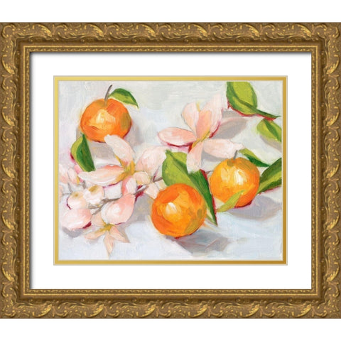 Tangerine Blossoms II Gold Ornate Wood Framed Art Print with Double Matting by Wang, Melissa