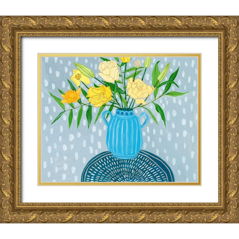 Flowers in Vase I Gold Ornate Wood Framed Art Print with Double Matting by Wang, Melissa