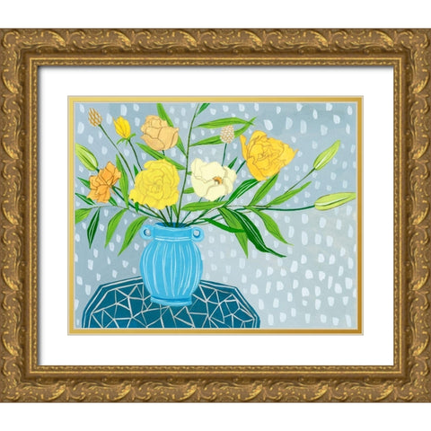 Flowers in Vase II Gold Ornate Wood Framed Art Print with Double Matting by Wang, Melissa