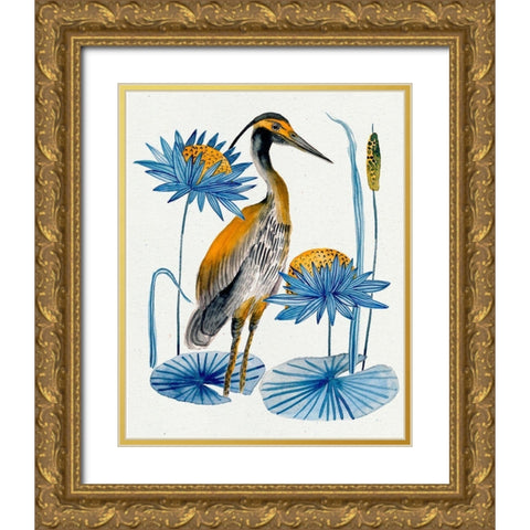 Heron Pond II Gold Ornate Wood Framed Art Print with Double Matting by Wang, Melissa