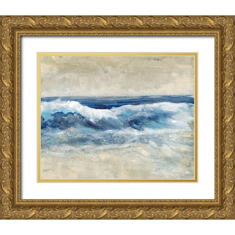 Breaking Shore Waves I Gold Ornate Wood Framed Art Print with Double Matting by OToole, Tim