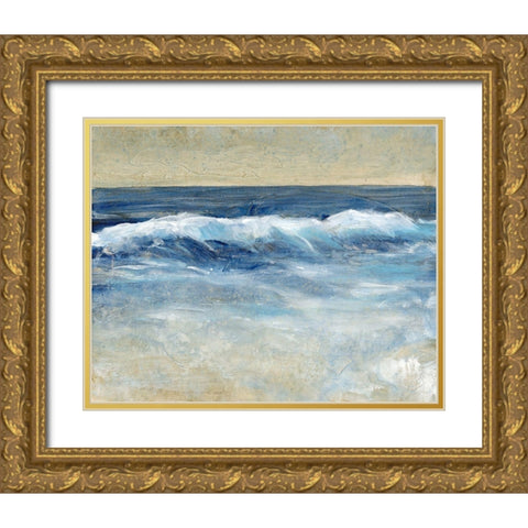 Breaking Shore Waves II Gold Ornate Wood Framed Art Print with Double Matting by OToole, Tim