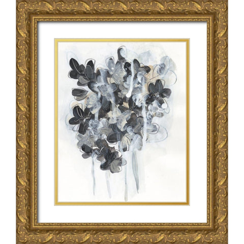 Monochrome Flora I Gold Ornate Wood Framed Art Print with Double Matting by Vess, June Erica