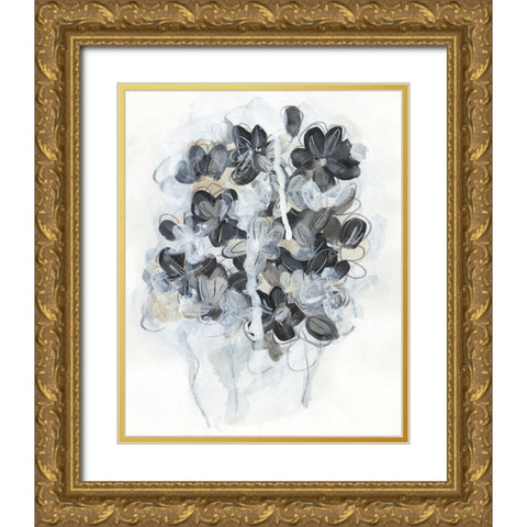 Monochrome Flora II Gold Ornate Wood Framed Art Print with Double Matting by Vess, June Erica