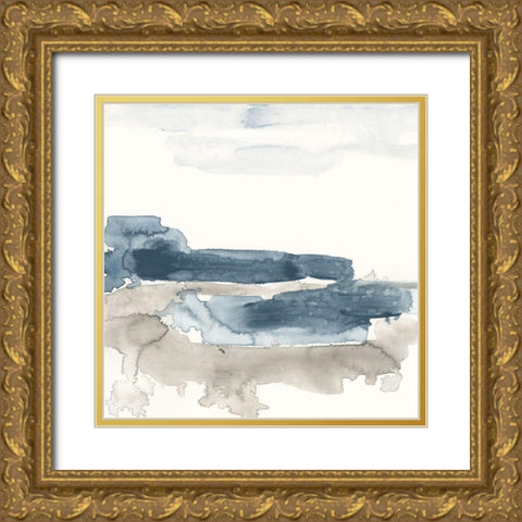 Shoreline Blues III Gold Ornate Wood Framed Art Print with Double Matting by Vess, June Erica