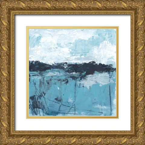 Blue Coast Abstract II Gold Ornate Wood Framed Art Print with Double Matting by Vess, June Erica