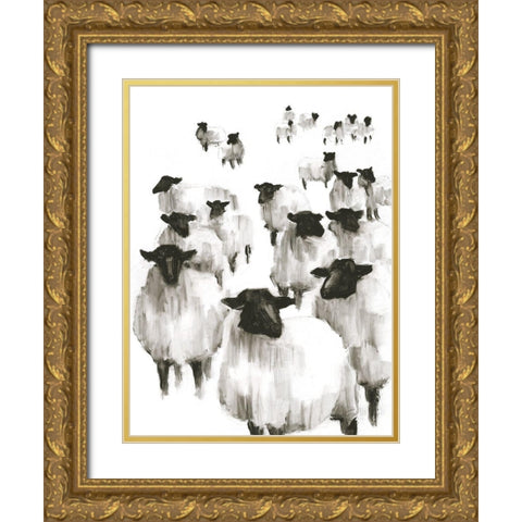 Counting Sheep I Gold Ornate Wood Framed Art Print with Double Matting by Harper, Ethan