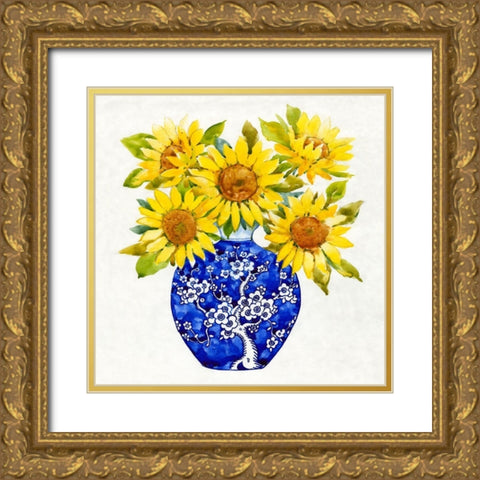 Sun Flower Still Life I Gold Ornate Wood Framed Art Print with Double Matting by OToole, Tim