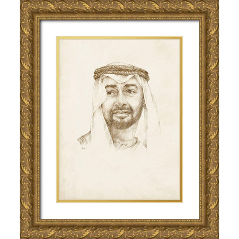 Sheikh Mohammed bin Zayed Al Nahyan Gold Ornate Wood Framed Art Print with Double Matting by Harper, Ethan