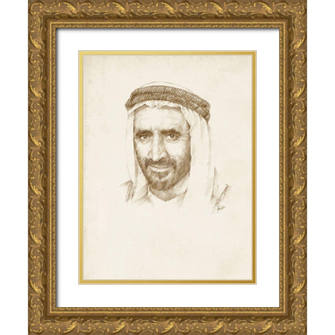 Late Sheikh Rashid bin Saeed Al Maktoum Gold Ornate Wood Framed Art Print with Double Matting by Harper, Ethan