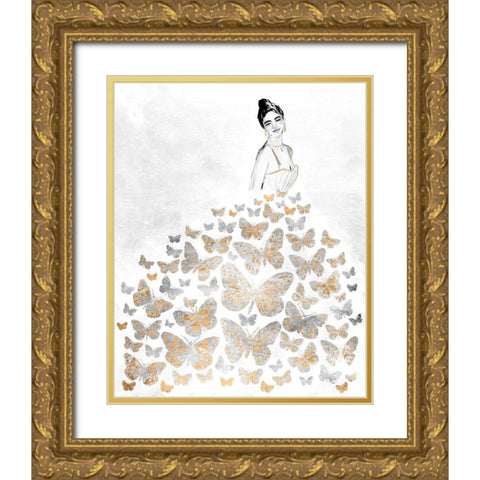 Fluttering Gown I Gold Ornate Wood Framed Art Print with Double Matting by Warren, Annie