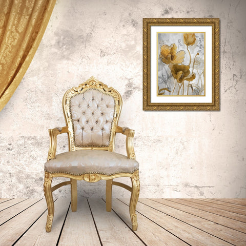 Gold and Silver Flowerfield I Gold Ornate Wood Framed Art Print with Double Matting by Studio W
