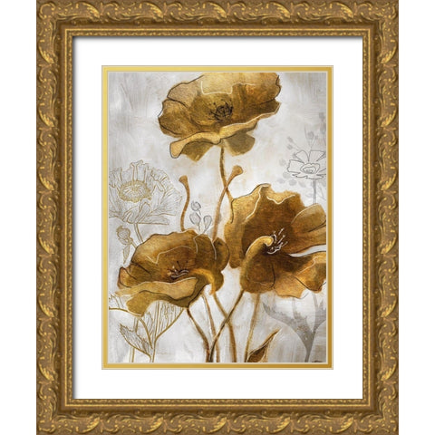 Gold and Silver Flowerfield II Gold Ornate Wood Framed Art Print with Double Matting by Studio W