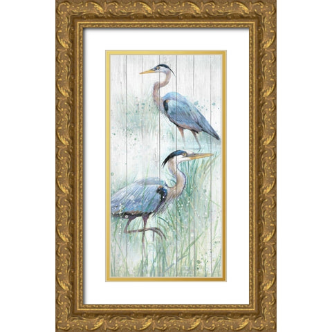 Seaside Heron Pair I Gold Ornate Wood Framed Art Print with Double Matting by Studio W