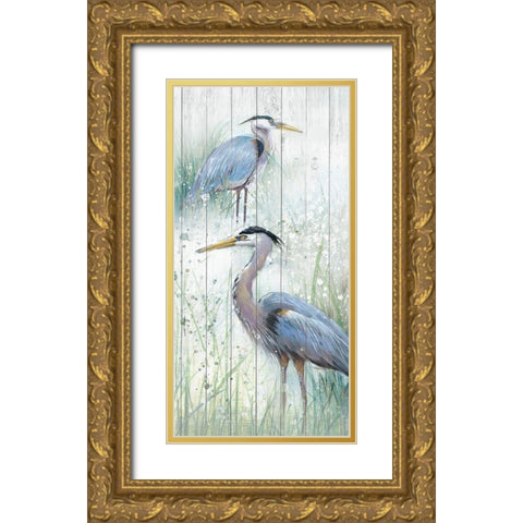 Seaside Heron Pair II Gold Ornate Wood Framed Art Print with Double Matting by Studio W