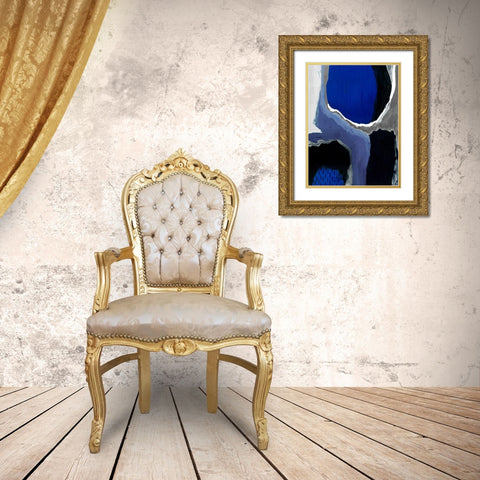 Cobalt Abstract I Gold Ornate Wood Framed Art Print with Double Matting by Studio W