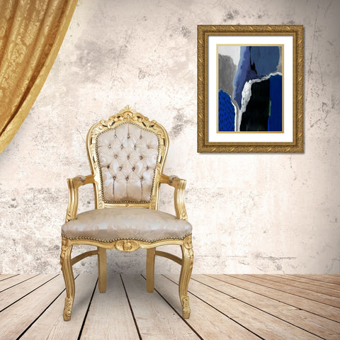 Cobalt Abstract II Gold Ornate Wood Framed Art Print with Double Matting by Studio W