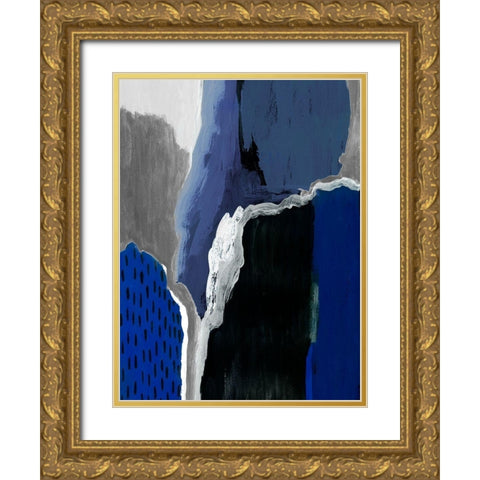 Cobalt Abstract II Gold Ornate Wood Framed Art Print with Double Matting by Studio W