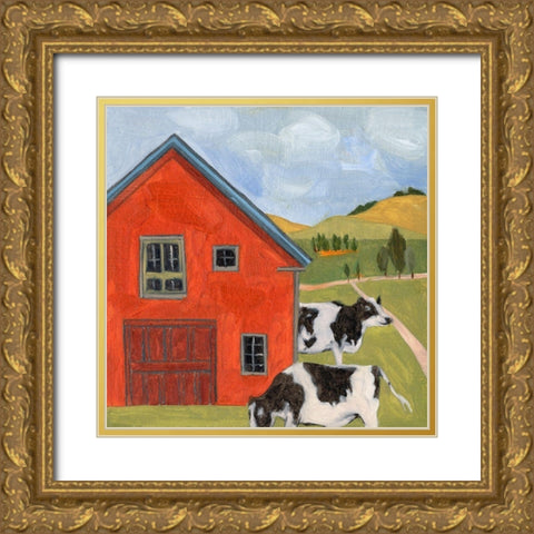 House in the Field I Gold Ornate Wood Framed Art Print with Double Matting by Wang, Melissa
