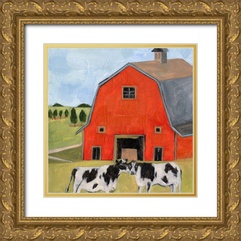 House in the Field II Gold Ornate Wood Framed Art Print with Double Matting by Wang, Melissa