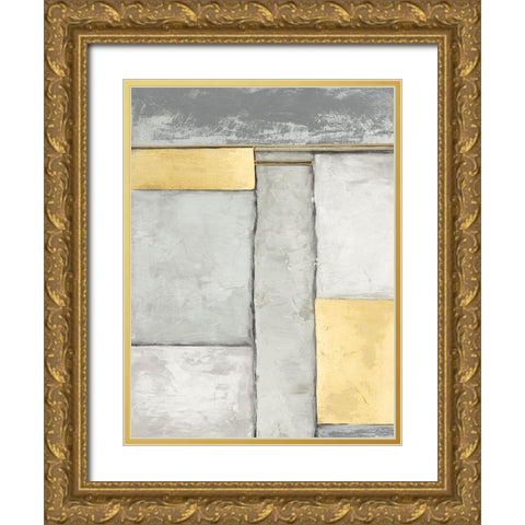 Linear Grey II Gold Ornate Wood Framed Art Print with Double Matting by Goldberger, Jennifer