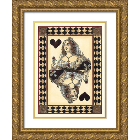 Harlequin Cards IV Gold Ornate Wood Framed Art Print with Double Matting by Vision Studio