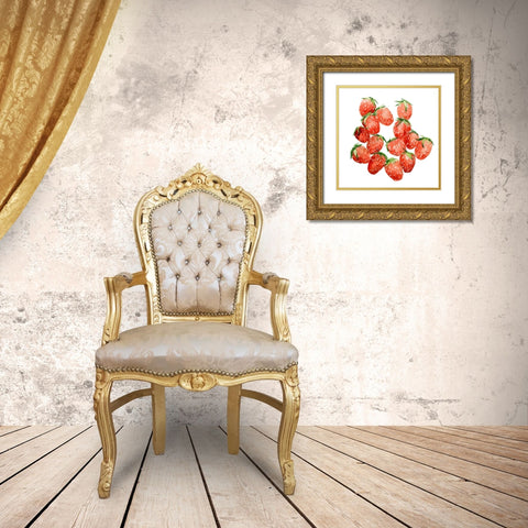 Strawberry Picking I Gold Ornate Wood Framed Art Print with Double Matting by Warren, Annie