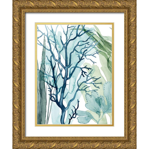 Sea Leaves I Gold Ornate Wood Framed Art Print with Double Matting by Popp, Grace