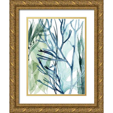 Sea Leaves II Gold Ornate Wood Framed Art Print with Double Matting by Popp, Grace