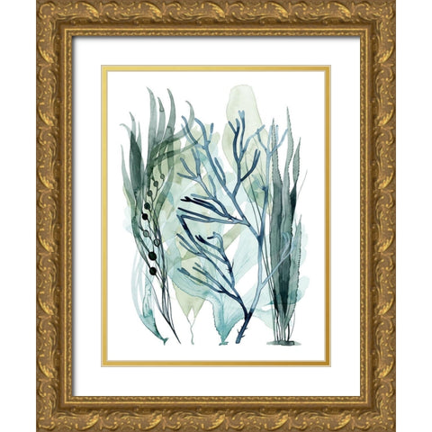Sea Leaves III Gold Ornate Wood Framed Art Print with Double Matting by Popp, Grace